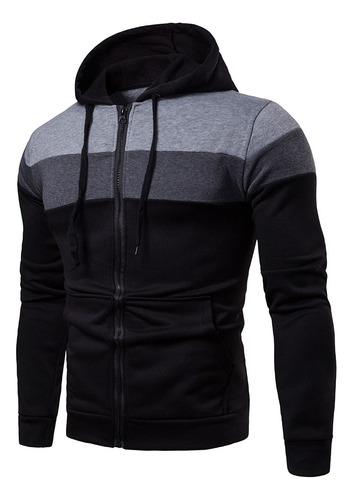 Sudadera Con Capucha Y Cremallera Deportiva Informal Hombre