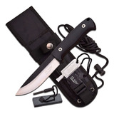 Cuchillo Er Bushcraft Pedernal Funda Tactica Y Piedra Molle