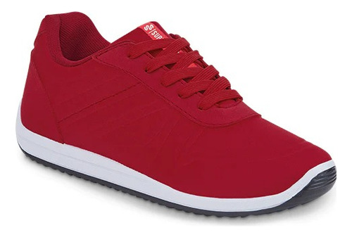 Tenis Casual Caballero Rojo Y Negro Duo 722