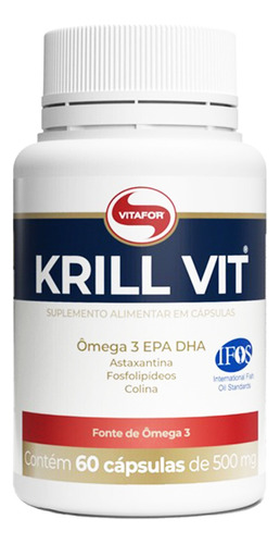 Krill Vit Com 60 Cápsulas Da Vitafor - Crustáceos- Selo Ifos