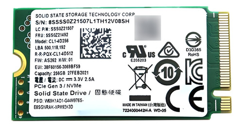 Disco Solido Ssd Lite On Cl1-4d2 256gb 2242 M.2 Nvme Oem Ct