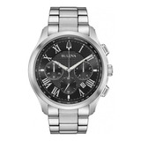 Relógio Bulova Masculino Wilton Cronógrafo 96b288 Aço Cor Da Correia Prata Cor Do Bisel Prata Cor Do Fundo Preto