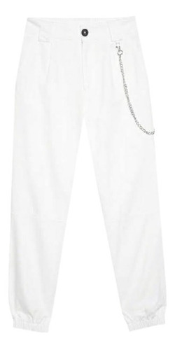 Pantalón Babucha Con Cadena Stradivarius España.  Blanco. 