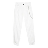 Pantalón Babucha Con Cadena Stradivarius España.  Blanco. 