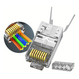 Conector Rj45 Cat6a Cat7 Plug Ez Vazado Passagem 100 Pçs