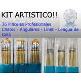 Kit 36 Pinceles Artisticos Maquillaje Primera Calidad