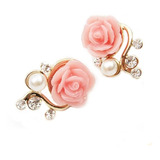 Pendientes De Flores Rosa Cristal Mujer Dama Regalo