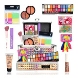 Maleta Infantil Kit Maquiagem Paletas Sombra Esponja Gloss +