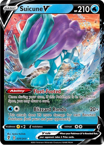 Cartas Pokemon Suicune V 031/203 Evolving Skies Evs