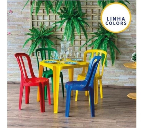 12 Conjuntos De Mesa E 48 Cadeiras Bistro Colorida Açaiteria