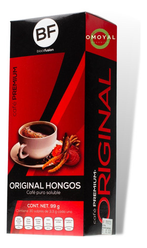 Café Premium Original Hongos Black Fusión 30 Sobres De 3.3 Gramos /con Ganoderma , Shitake Y Maitake