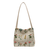 Bolso De Lona Con Estampado Floral Moderno Para Mujer, Gorra