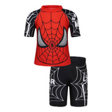 Spiderman Hombre Araña Traje De Baño Niño Rashguard Natacion