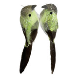 2x Mini Pájaros Artificiales De Espuma De Macarrón Verde