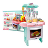 Kit Cozinha Infantil Brinquedo Rosa Som Luz Menina Criança