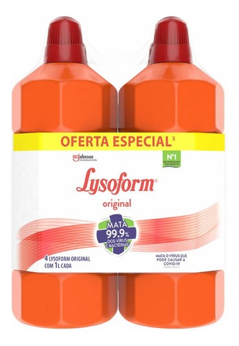 Kit 4 Desinfetante Lysoform Para Uso Geral Original 1l