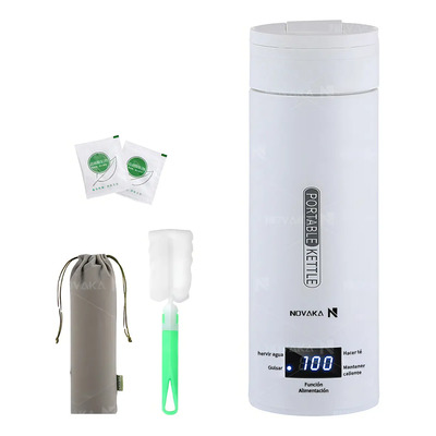 Hervidor Eléctrico Portátil Novaka 500ml Acero Control Temperatura Lcd Blanco