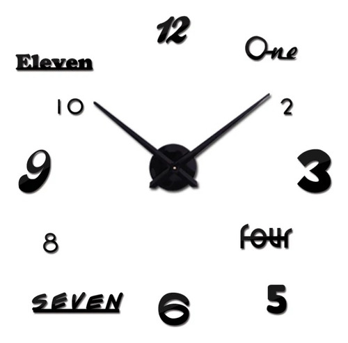Reloj De Pared Grande  3d 100x100 Cm Negro