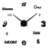 Reloj De Pared Grande  3d 100x100 Cm Negro