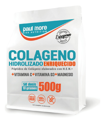 500g Colágeno Hidrolizado Enriquecido Alta Calidad Europea