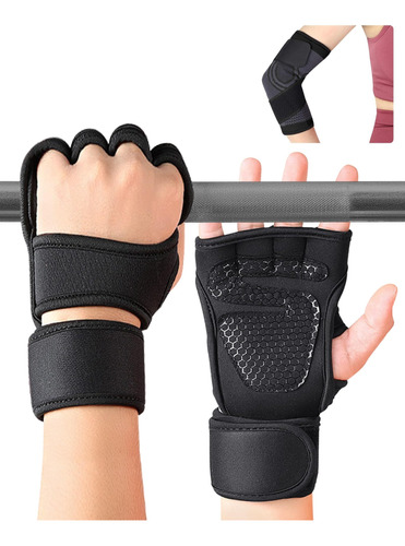 Guantes De Gym 2 En 1 Con Muñequeras Y Coderas