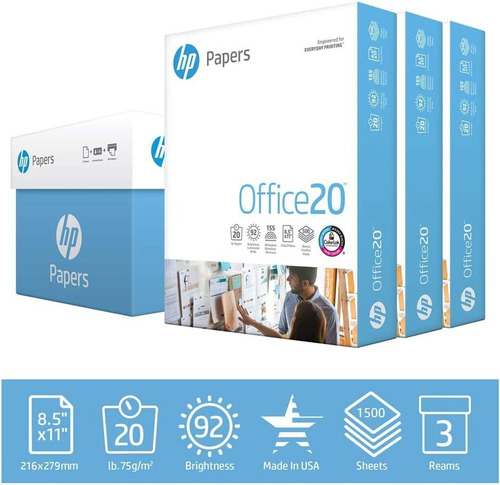 Papel Para Impresora Hp Office De 85 X 11 Pulgadas, Estuche