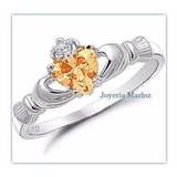 Anillo Claddagh Promesa De Amor En Plata Y Baño Oro  Naranja