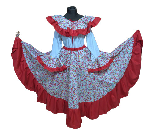 Traje Paisana Dama Pollera Plato Blusa Folklore Con Mangas