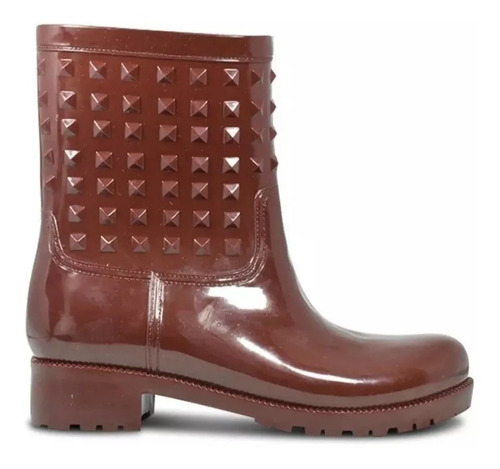 Bota De Lluvia Mujer Corta  Tachas