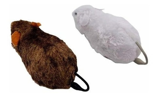 Kit Com 2 Ratos A Fricção De Plástico Pelucia Animais  Pet