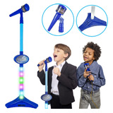Microfone Pedestal Azul Com Luzes Musical Crianças Bee Toys