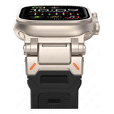 Pulseira De Silicone Premium Com Conector De Aço Inoxidável Titanium Compativel Com Apple Watch Ultra 1 E 2 49mm Iwatch 9 8 7 6 5 4 3 2 1 42mm 44mm 45mm 49mm - Preto
