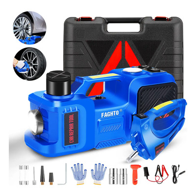 5 En1 Gato Hidráulico Eléctrico Automotriz 5 Ton 12v Con Luz, FAGHTO Gato\u002Finflable\u002Fmartillo De Seguridad\u002Filuminación\u002Fllave Eléctricaaltura De Elevación: 155-450mm,Kit De Llave Y Bomba De Aire,150 Psi | Meses sin interés
