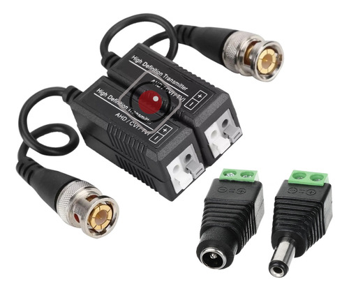 Pack Plug Macho Hembra + Par De Balun Utp Cctv - Redvision