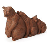 Urso Escultura Estatua Decoração Casa - Mart Cor Marrom-escuro