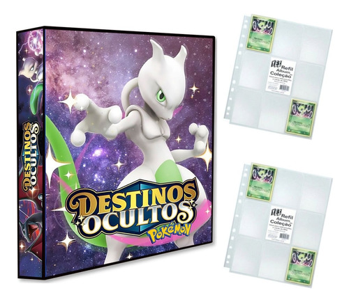 Álbum Pasta Fichário Pokemon Com 20 Folhas Destinos Ocultos