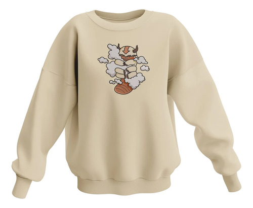 Sudadera Bordada Cuello Redondo Appa Avatar Aang Aire Beige