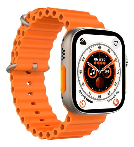 Smartwatch Reloj Tactil Mensajes Y Atiende O Realiza Llamada Caja Naranja Malla Negro Bisel Naranja Diseño De La Malla Sport