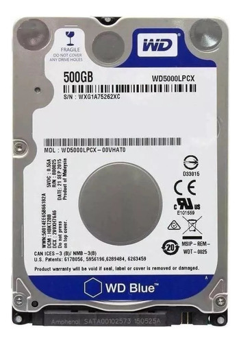 Disco Rígido Interno Western Digital Wd5000lpcx 500gb Azul