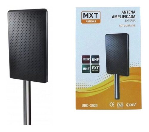 Antena Amplificada Externa E Interna Hdtv Uhf Vhf 25db Mdtv