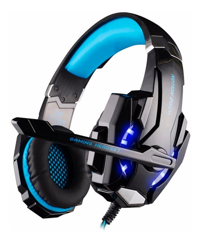 Audífonos Gamer Kotion Each G9000 Black Y Blue Con Luz Led