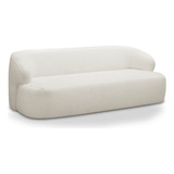 Sofá 3 Lugares Curvo Orgânico 180cm Barolo Bouclê Off White