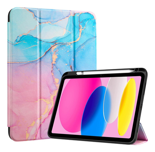 Procase Funda iPad De 10.ª Gen Con Portalápices Celeste Rosa