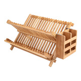 Lawei Escurridor De Platos De Bambu Con Soporte Para Utensil