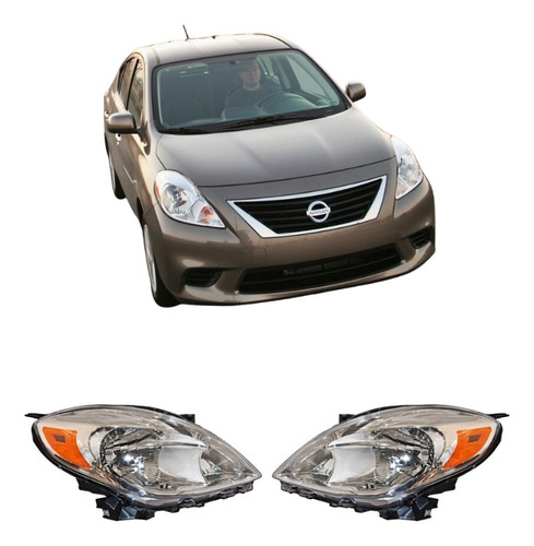 Par Juego Faros Nissan Versa 2012 2013 2014 Americano