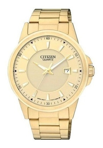Reloj Citizen Bi101255p Japones 100% Acero Gold Fechador 30m Color De La Malla Dorado Color Del Bisel Dorado Color Del Fondo Dorado