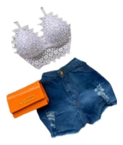 Conjunto Saia Jens +  Cropped Brinde 