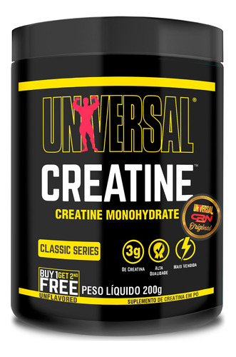 Creatina 100% Pura Pote Universal Original 200g Monoidratada