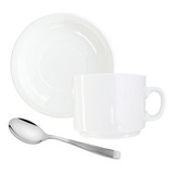 Set Taza Plato + Cucharita De Te Porcelana Germer + Mykonos