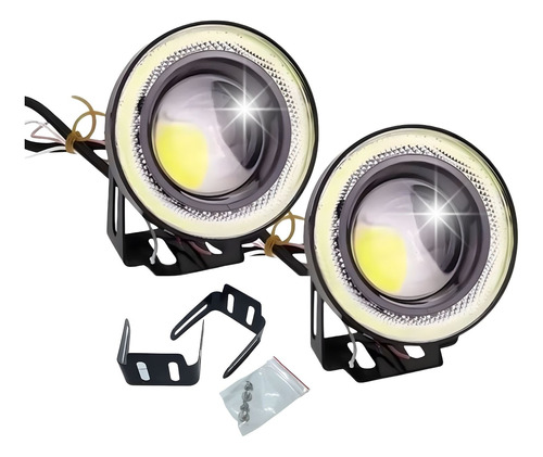  Set Faros Auxiliar Con Proyector Lupa Ojo De Angel Led